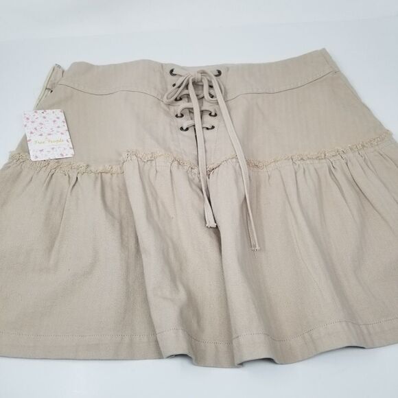 NWT FREE PEOPLE 100% COTTON KHAKI SKIRT. SZ 12 - Picture 9 of 16